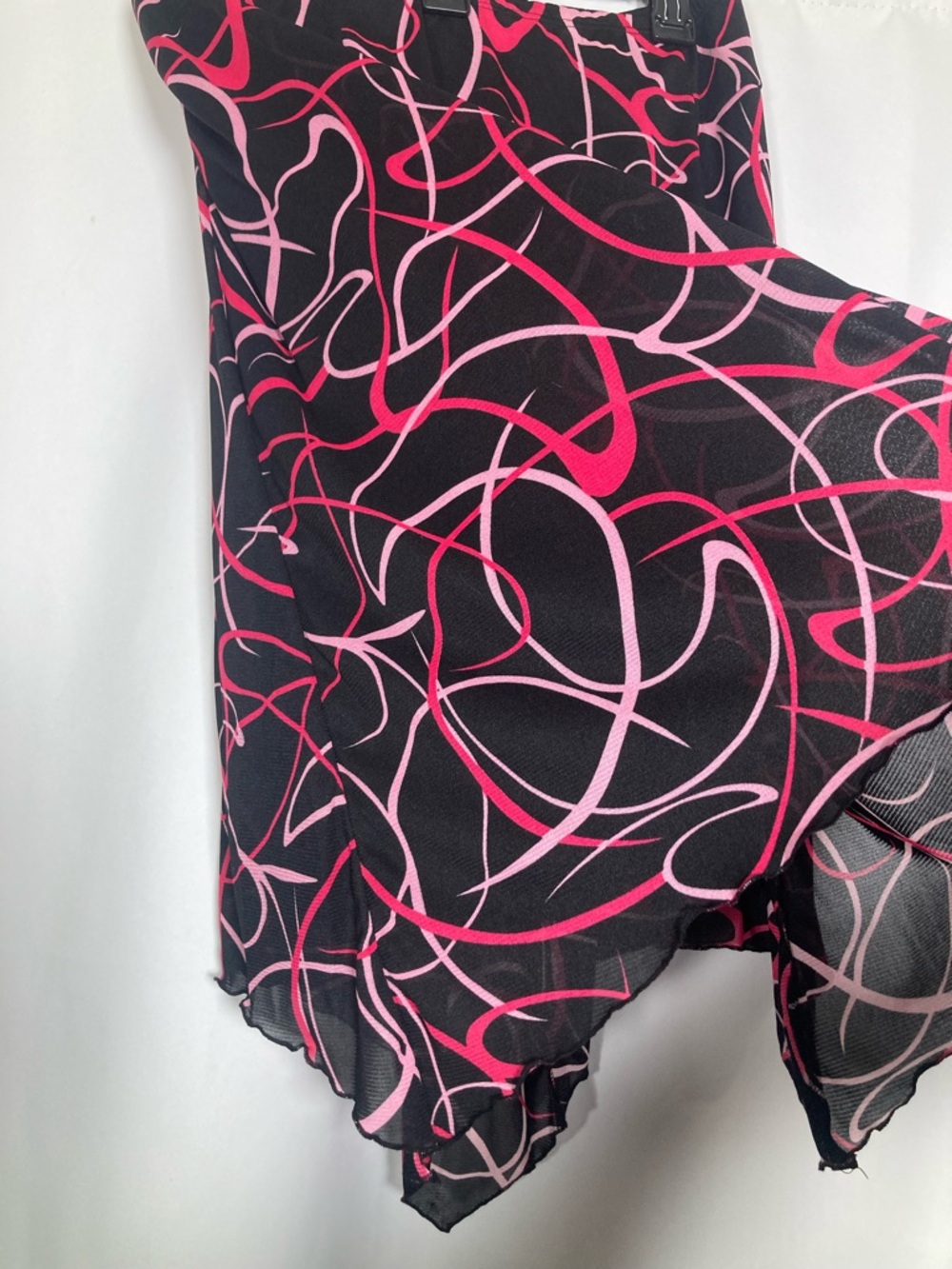 VTG Judy Knapp California Y2K Pink Abstract Swirl Midi Skirt Size L Fairy Grunge - Picture 9 of 10